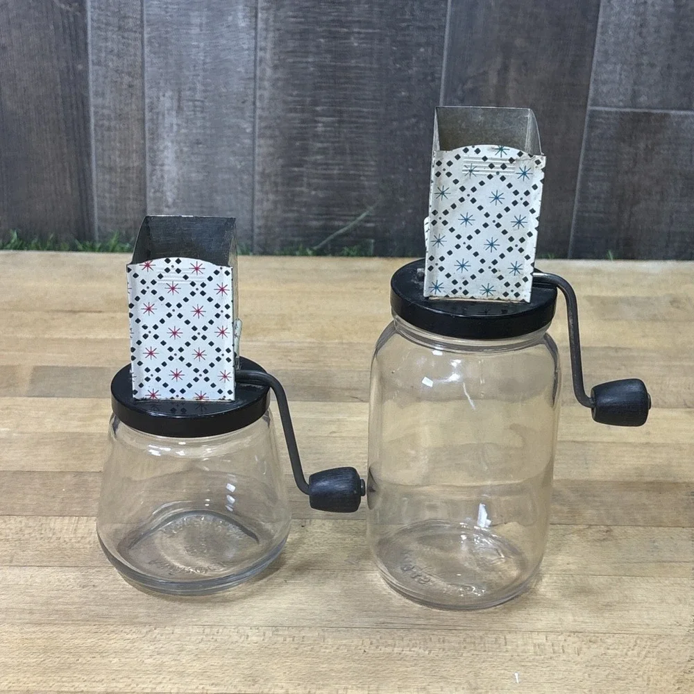 Vintage 1950s Androck No 49 Nut Choppers Federal Glass Atomic Starburst MCM Set